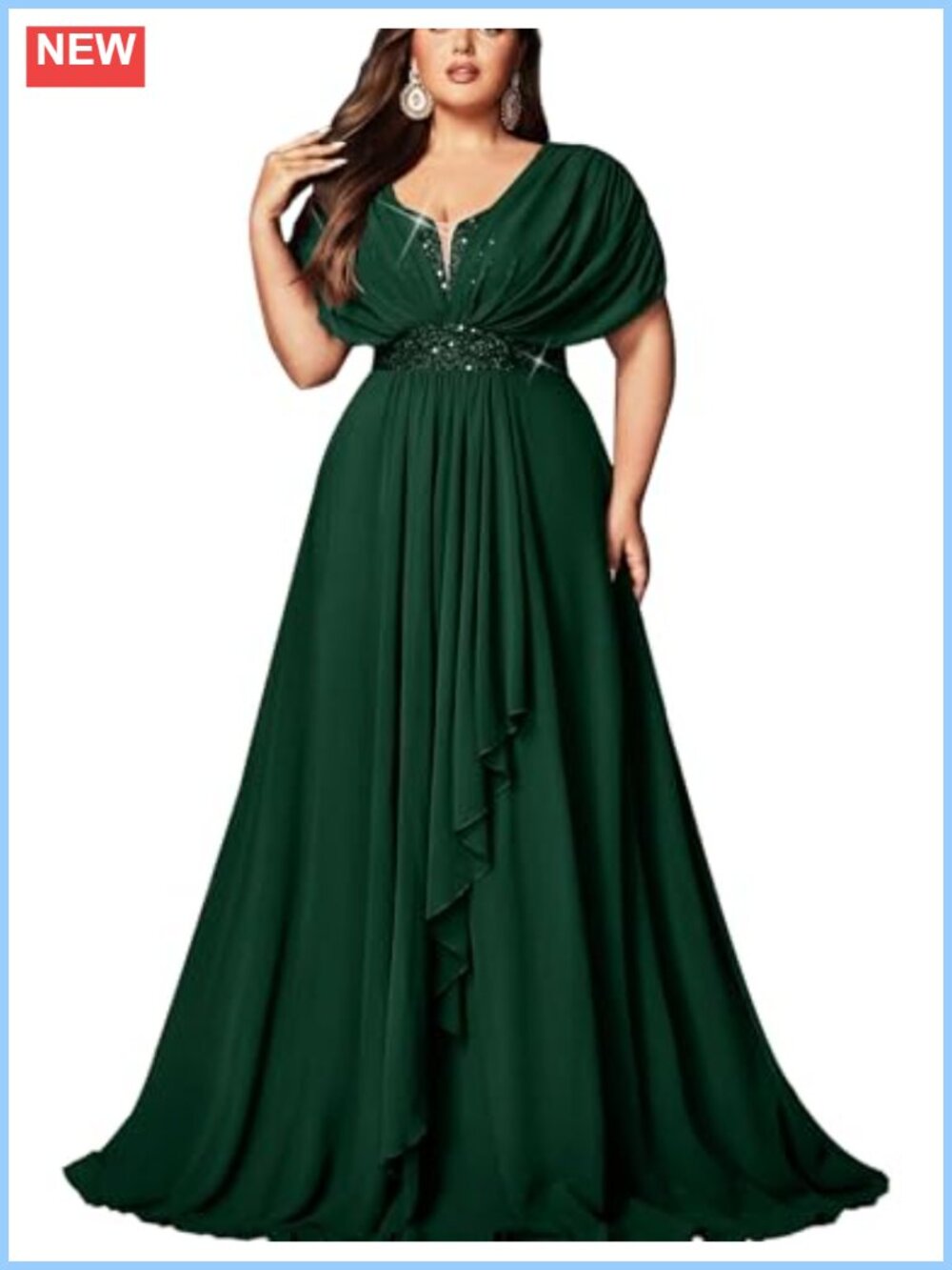 Plus Size Sequin Chiffon Formal Bridesmaid Dress Sweetheart A-Line